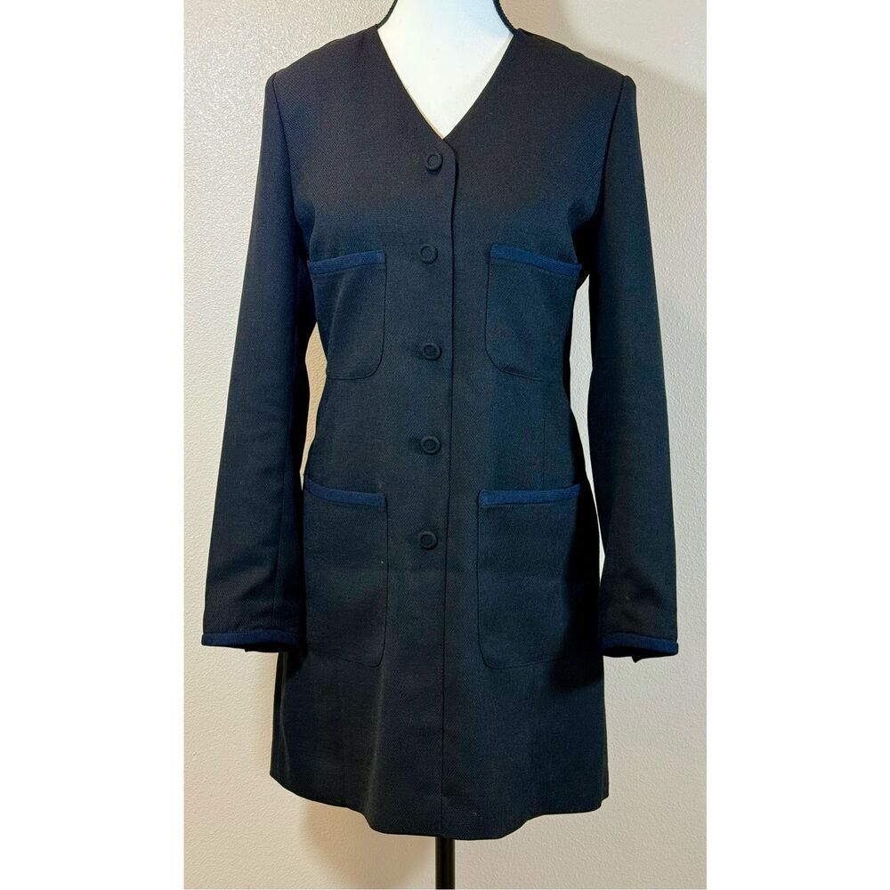NWOT Your Name Here Seoul Long Sleeve Blazer Jacket Front Pocket Black Dress S